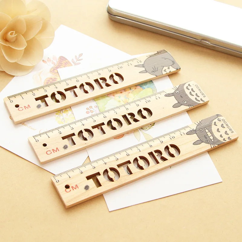 

12cm Kawaii My Neighbor Totoro wooden Ruler Measuring Straight Ruler Tool Promotional Gift Stationery Office School Accessories