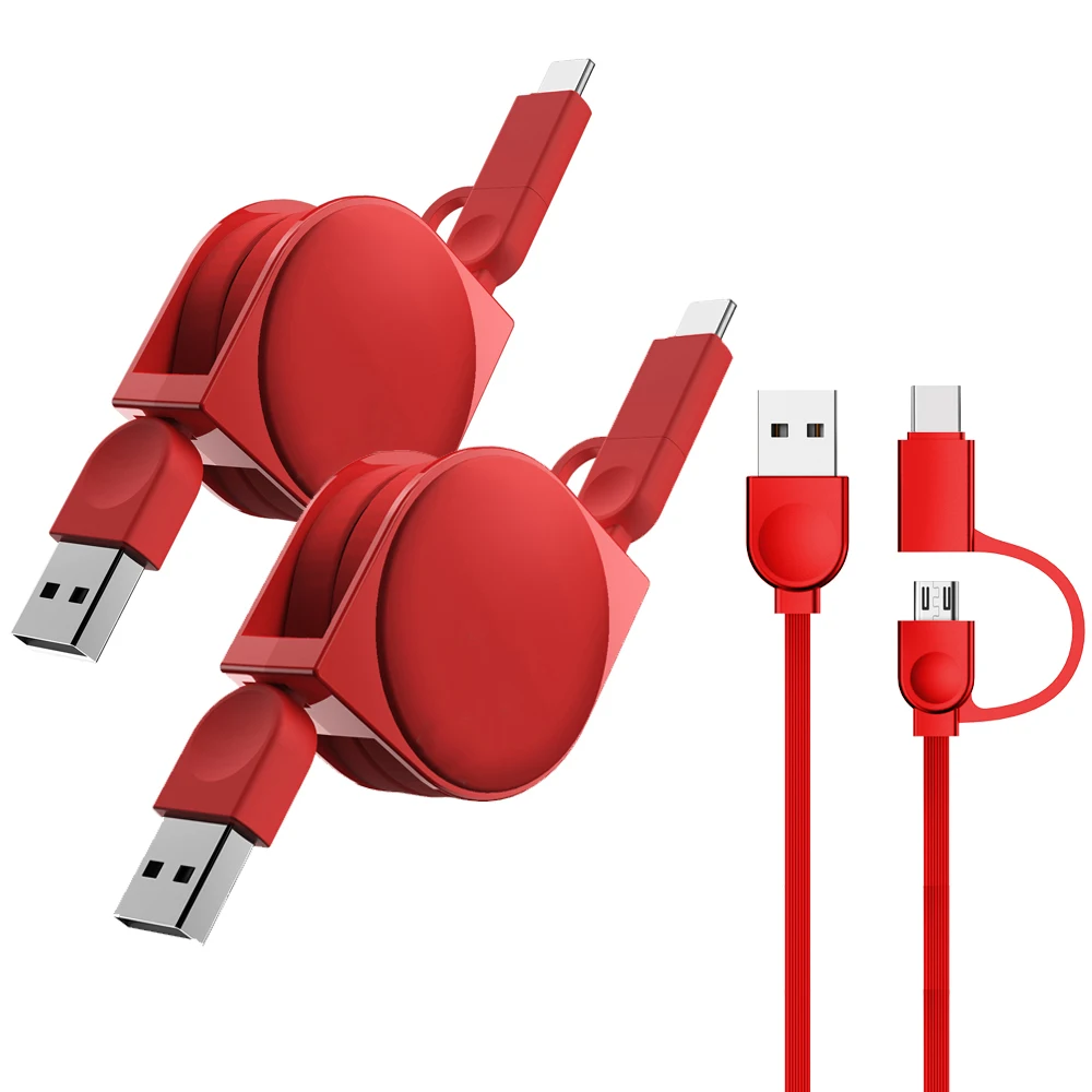 2 в 1 Micro USB+ type C/8 Pin порт кабель для samsung Xiaomi huawei Выдвижной usb кабель для зарядки для Iphone X XS Max 8 7 6 6s