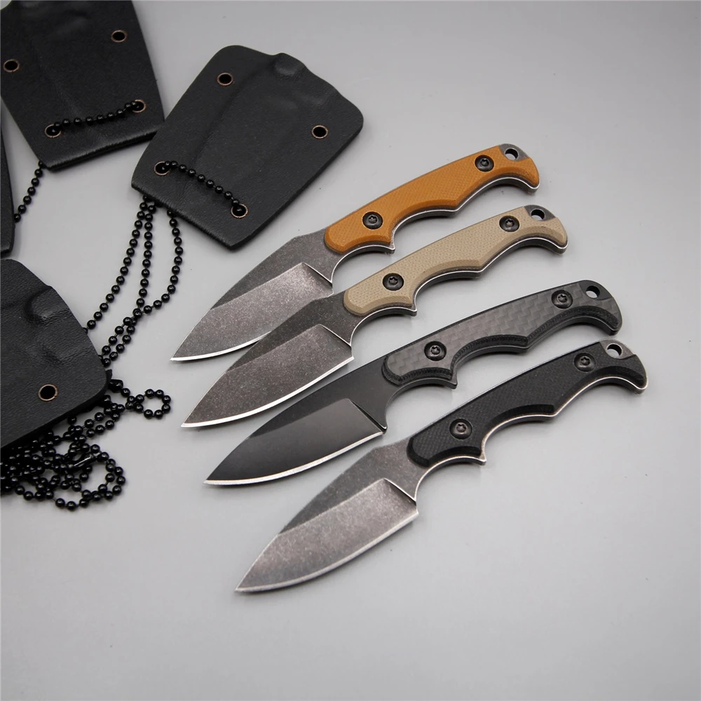 

Neck army knife necklace tactical small outdoor survival pocket n690 stone wash blade steel g10 handle knifes camping tool knife