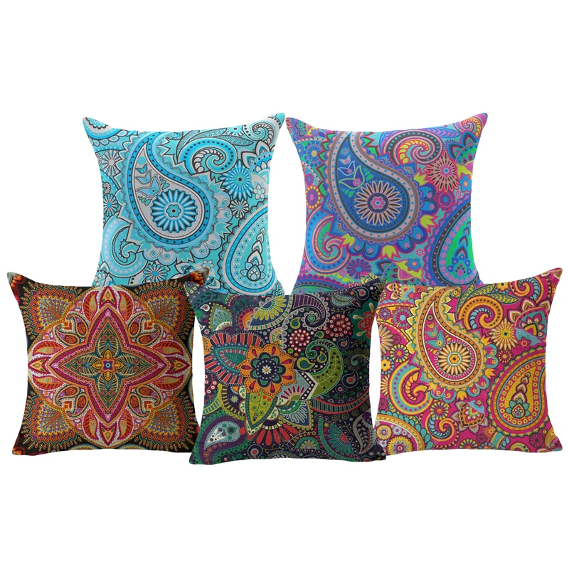 Buy Boho Paisley Decorative Pillow Covers Square Sofa