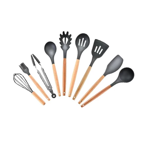 Кухонная утварь набор инструментов для приготовления пищи деревянная ручка ложка лопатка термостойкая Антипригарная посуда для выпечки принадлежности - Цвет: C 9Pcs