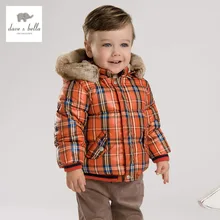 DB3388 dave bella infantil inverno bebê casaco menino jaqueta acolchoada meninos outerwear meninos grade xadrez meninos casaco jaqueta moda