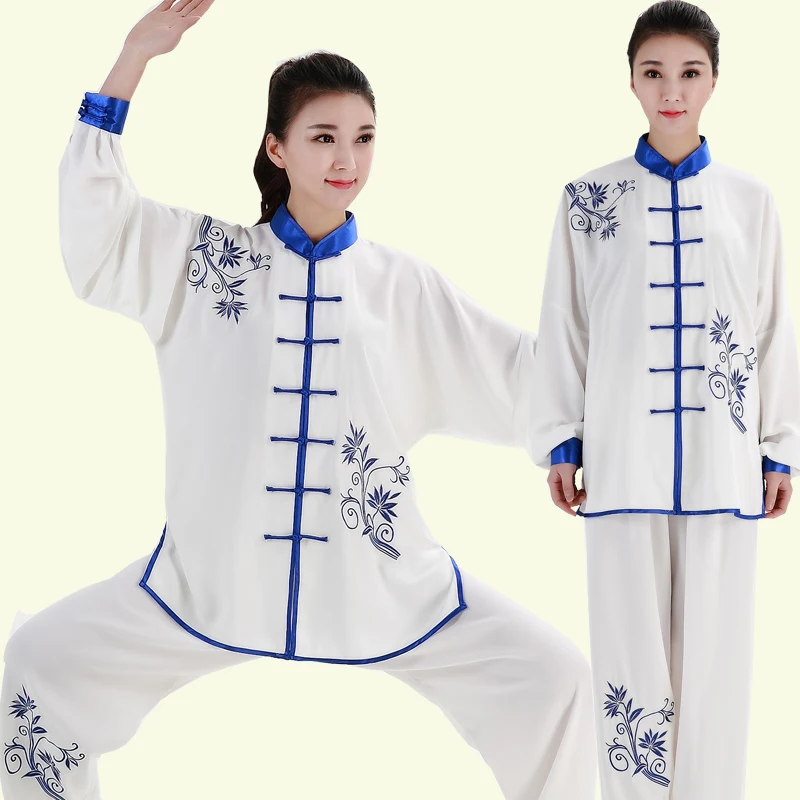 

Embroidery Bamboo TaiChi Uniform Women Men Wushu Clothing Adult Martial Arts Outfit Wing Chun Suit Kung Fu Exercise Clothing 90