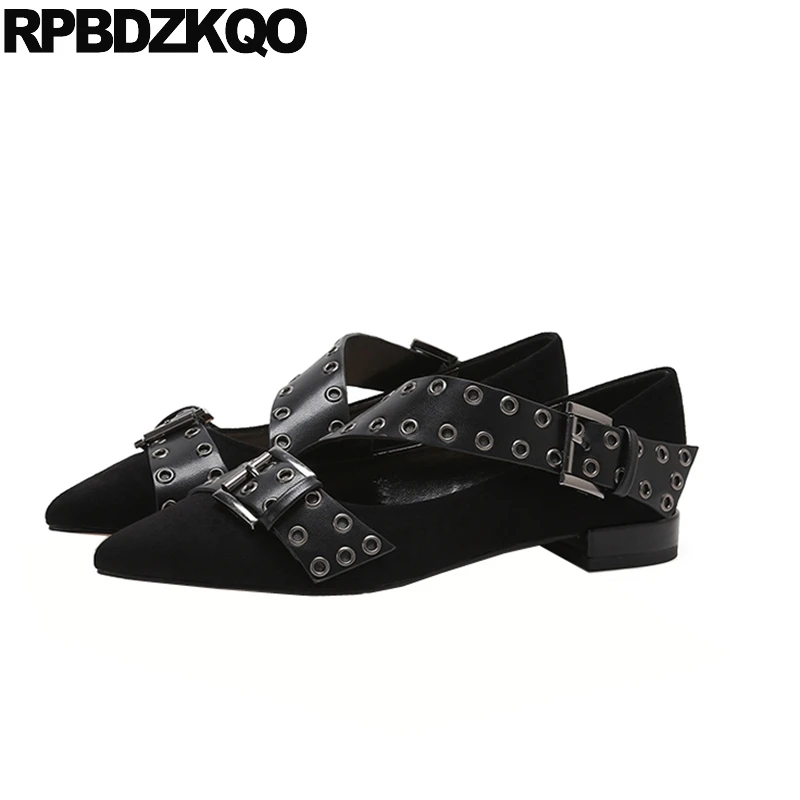 

genuine leather black metal 2018 european pointed toe brand women designer ladies spring autumn chinese shoes china flats suede