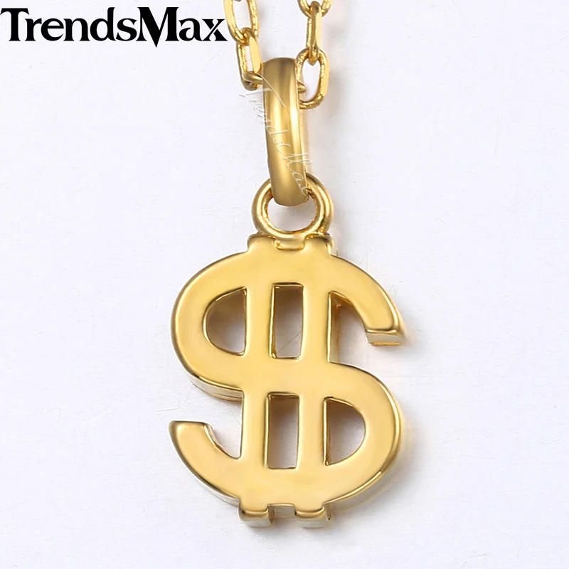 Trendsmax женская подвеска ожерелья США символ доллара Золотой кулон для женщин