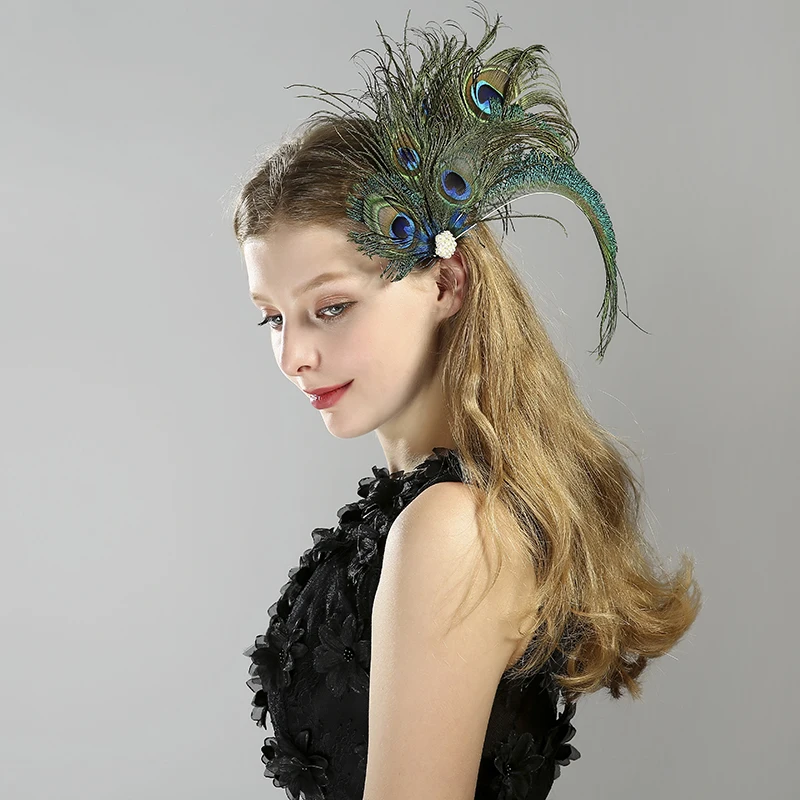 1920's Retro Peacock Feather Fascinator 