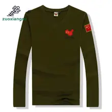 Новые Вышитые флаги мужские армейские военные фанаты облегающие рукава с v-образным вырезом тактические футболки с длинными рукавами для отдыха мужские походные футболки