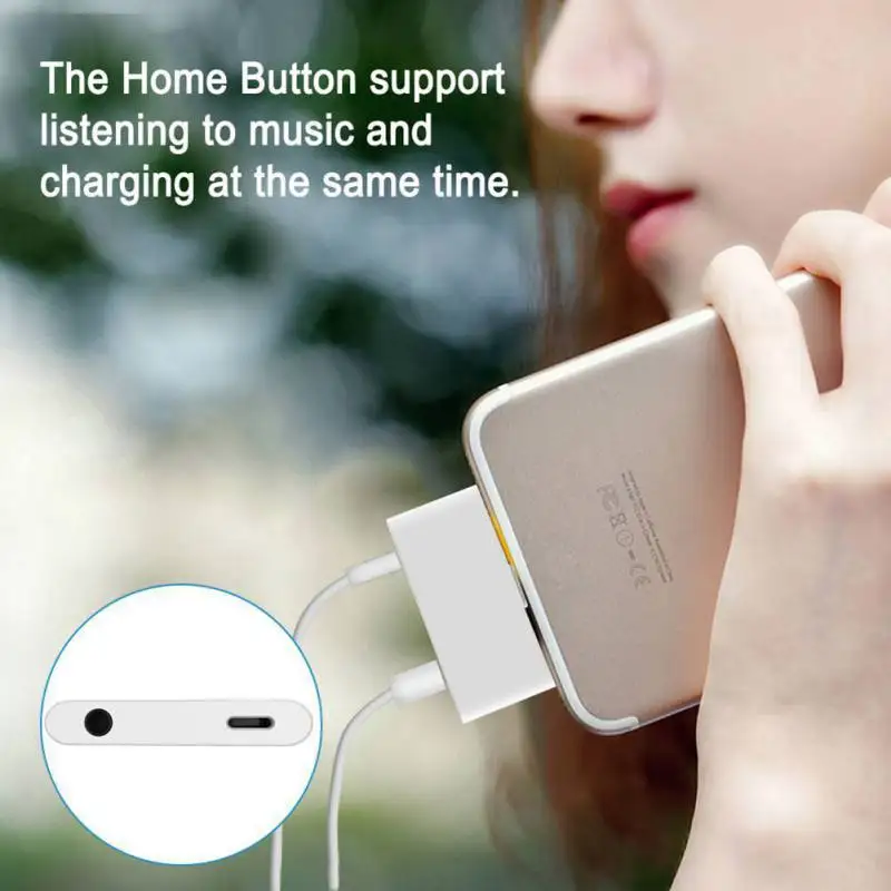 

Home Button Audio Charger Adapter Home Key 3.5mm Earphone AUX Jack Audio Converter External HOME Button For iPhone X XR XS MAX
