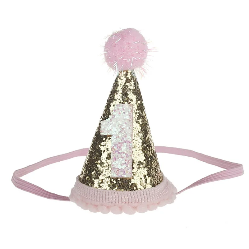 Детская повязка на голову для дня рождения для девочек, детские вечерние шапки с геометрическим узором, шапки для детей 1, 2, 3 лет, аксессуары для волос для принцессы