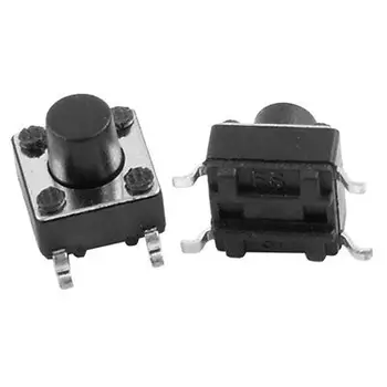 

100 Pcs Momentary Tact Tactile Push Button Switch SMD PCB 4 Pin 6 x 6mm x 6.5mm