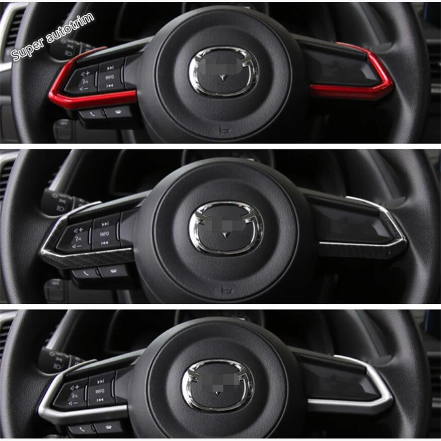 

Lapetus Steering Wheel Strip Cover Trim ABS Fit For Mazda 2 Demio 2015 - 2019 Red Matte Carbon Fiber Look / Accessories Interior