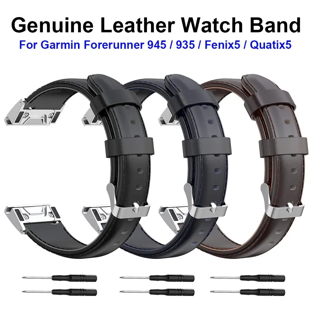 

Genuine Leather Watch Strap Wrist Band For Garmin Forerunner230 235 620 630 735/Fenix5 Forerunner945 935/Fenix3 Fenix5X