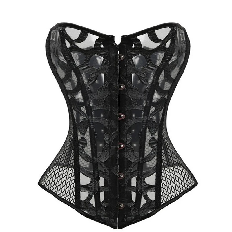 Comeondear Waist Corsets Top For Women Sexy Transparent Hollow Net