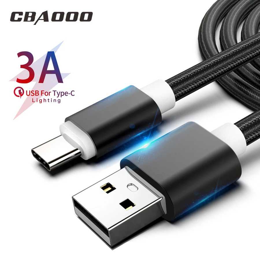CBAOOO 3M 3A быстро Тип usb C кабель USB C кабель для samsung S10 Xiaomi Mi 9 Oneplus 6, 6 комплектов/партия, быстрая зарядка PD Зарядное устройство Тип-C кабель