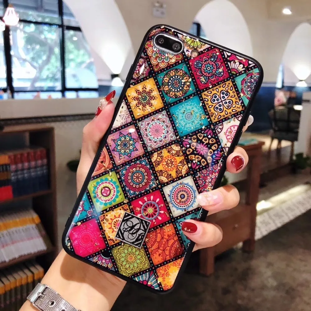 

Retro Flower Pattern Glitter Phone Case for iphone X XR XS MAX Luxury Brand Soft Silicone Cover Cases for iphone 8 7 6 S 6S Plus