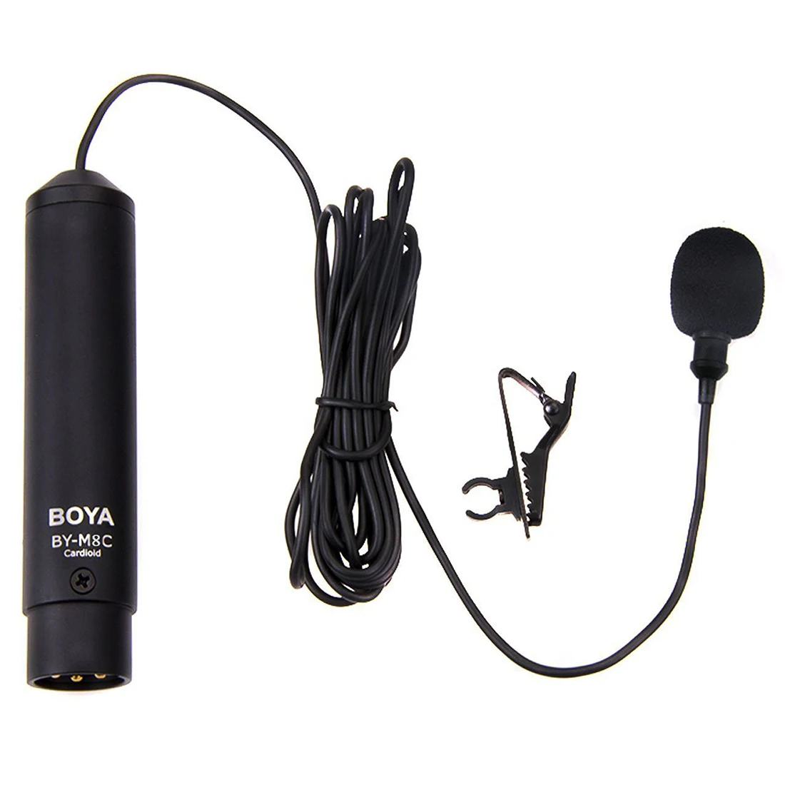 BOYA BY-M8C Phantom Power Clip-On Pro Cardioid XLR Lavalier miniphone для Canon Sony Panasonic видеокамер ZOOM H4n H5 H6 TASCAM |