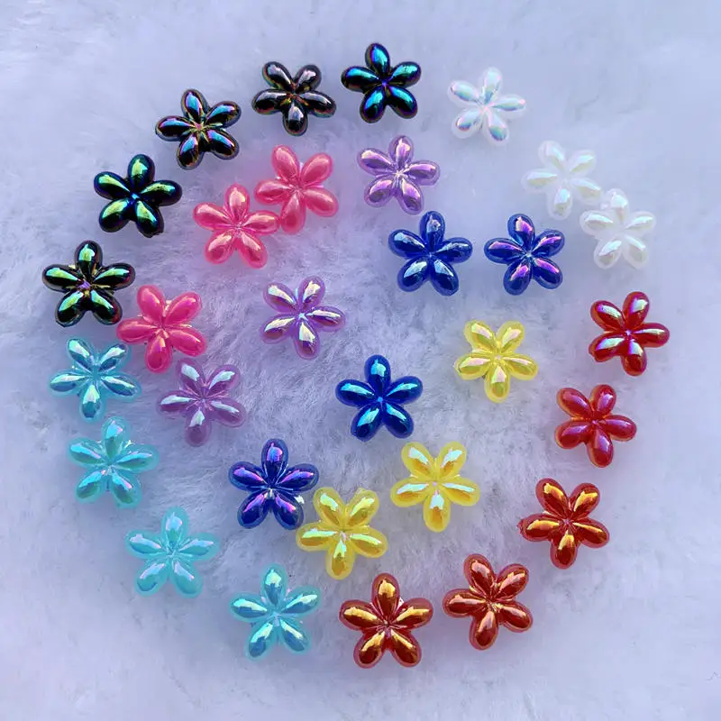 

DIY 60pcs 10mm Flower Acrylic plum blossom FlatBack Scrapbook Craft Wedding decoration Sticker Jewelry Accessories