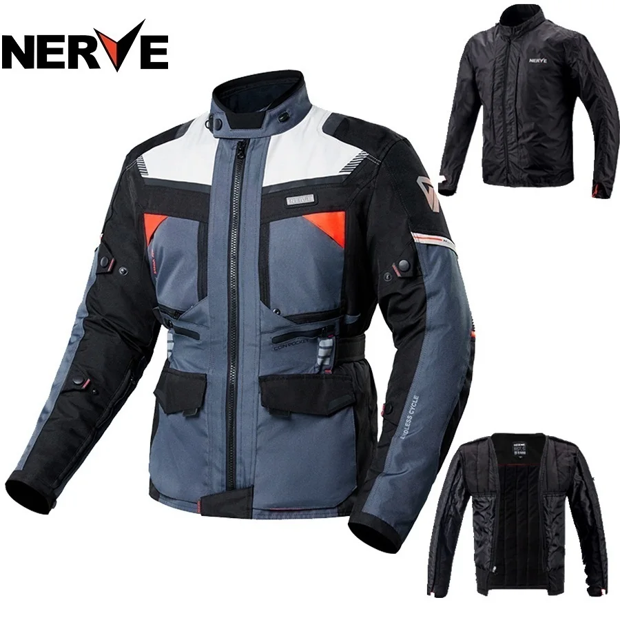 

Free shipping 1pcs Motorbike Moto Jacket Windproof Waterproof Warm All Weather Cordura Armoured Motorcycle Jacket With 5pcs pads