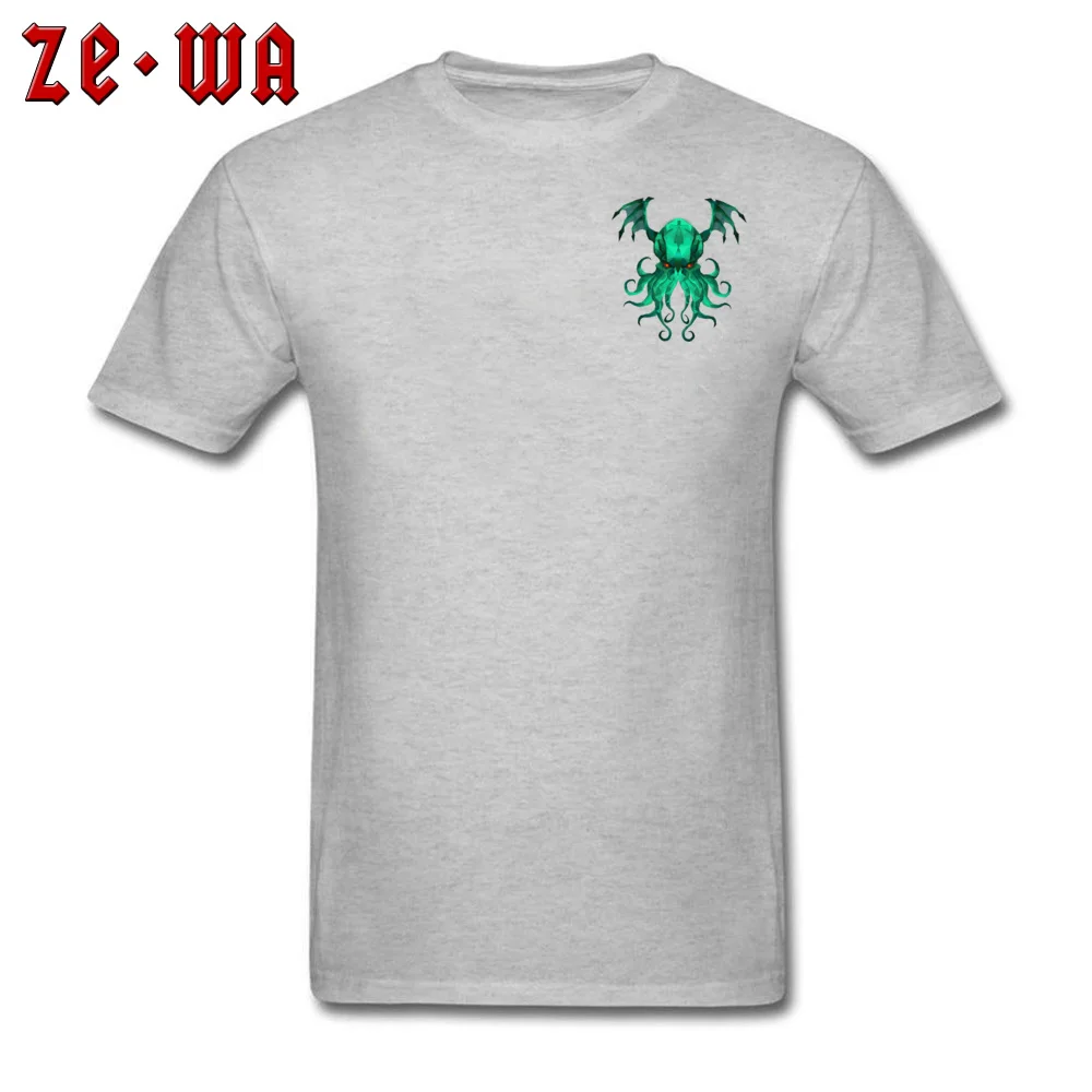 octopus cthulhu180901Y 2018 New Mens T-Shirt O Neck Short Sleeve 100% Cotton Fabric Tops Shirts Normal T-Shirt octopus cthulhu180901Y Chest grey