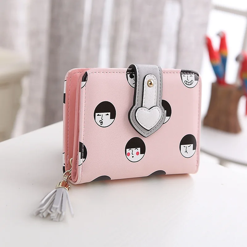 PINK Лето мультфильм девушки мини короткий клатч кошелек милые женщины деньги Органайзер мода небольшой дешевый короткий кошелек для монет держатель карты - Цвет: PINK