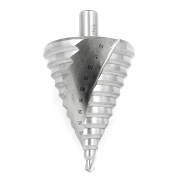

6-60mm Step Drill Bit 12 Steps Bit Shank 13mm Spiral Groove Step Drill Hole Cutter 12 Steps:6,10,15,20,25,30,35,40,45,50,55,60mm