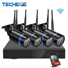 Techege 4ch беспроводной 1080 P nvr комплект p2p 720 P hd открытый ик ночного Видения Безопасности Ip-камера 1.0MP WIFI ВИДЕОНАБЛЮДЕНИЯ Система Подключи и играть