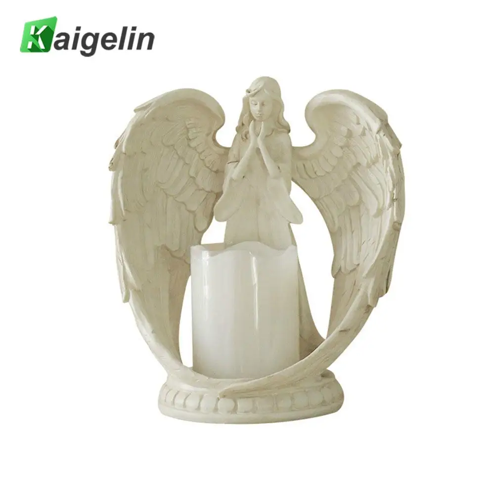 

Praying Angel Figurine Flameless LED Candle Light Wings Angel Shaped Decorative Table Lamp for Wedding Church Collection