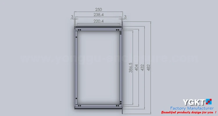 482*44,5-250 мм(wxhxd) 19 дюймов 1u встроенное шасси корпус сервера