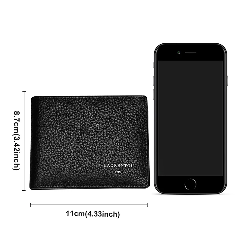 Laorentou Genuine Leather Men's Wallets Driver's License Card Holder Vintage Casual Leather Coin Purse Card Clutch Bag for Men 3