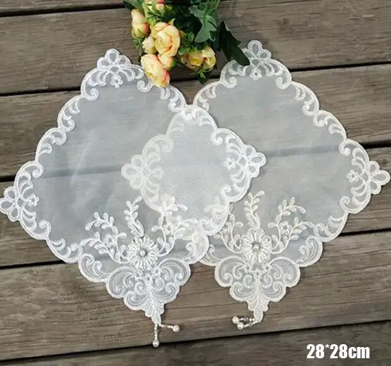 الحديثة الترتر الدانتيل التطريز تحديد الموقع قاعدة الأكواب القدح المطبخ طبق طاولة طعام مكان حصيرة القماش الشاي القهوة المفرش الزفاف سادة