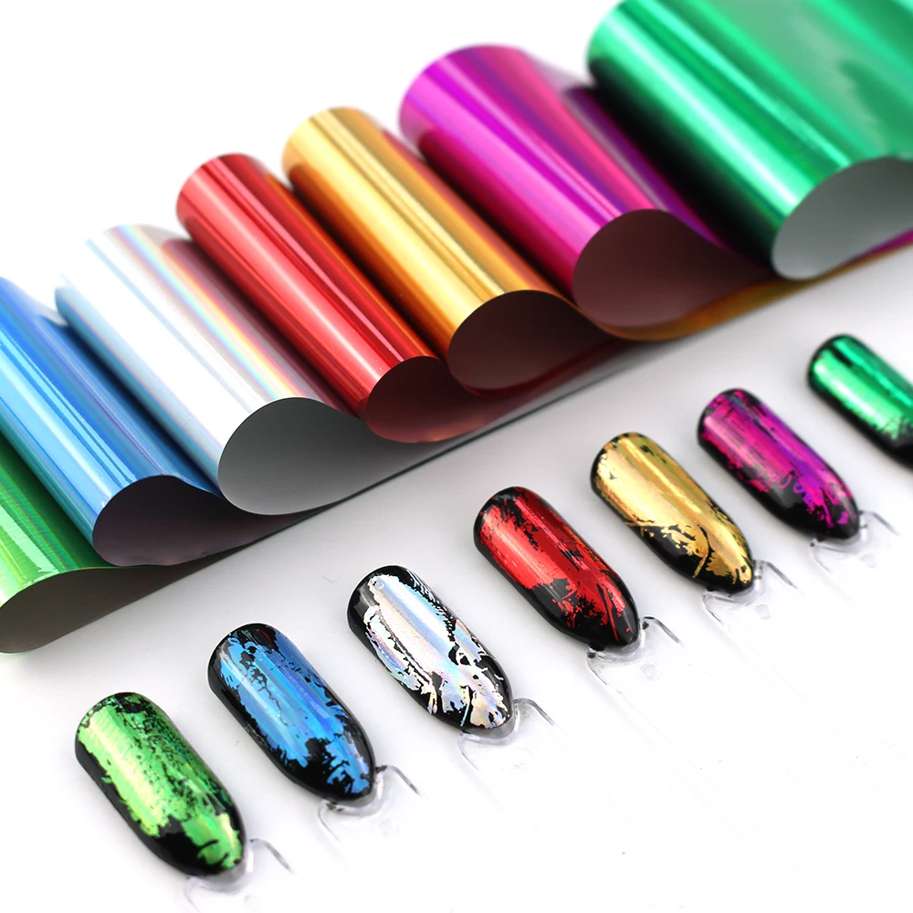 

7pc/Set Starry Foils Rainbow Shining Color Mixed Holographic Nail Transfer Stickers Laser Homemade Color DIY Nail Art Decoration
