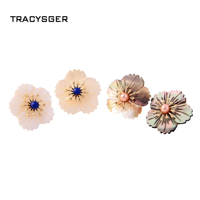 

AB-ed01861c /TRACYSGER/ simple shell pearl flower earrings