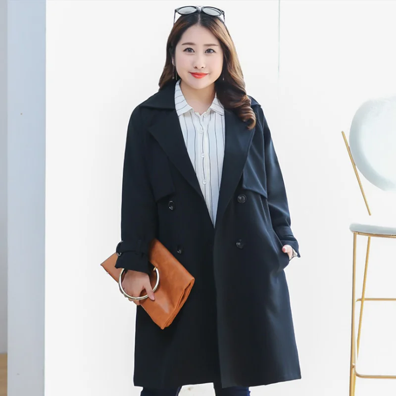 2019 New Fashion Spring Parker Fat Sister Plus Big Jacket Coat 4XL Black Women