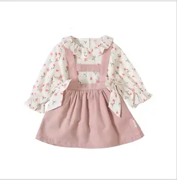 

toddler girl clothes sets 2019 autumn boutique kids clothing set cotton tops + dresses fashion high-grade Children clothes