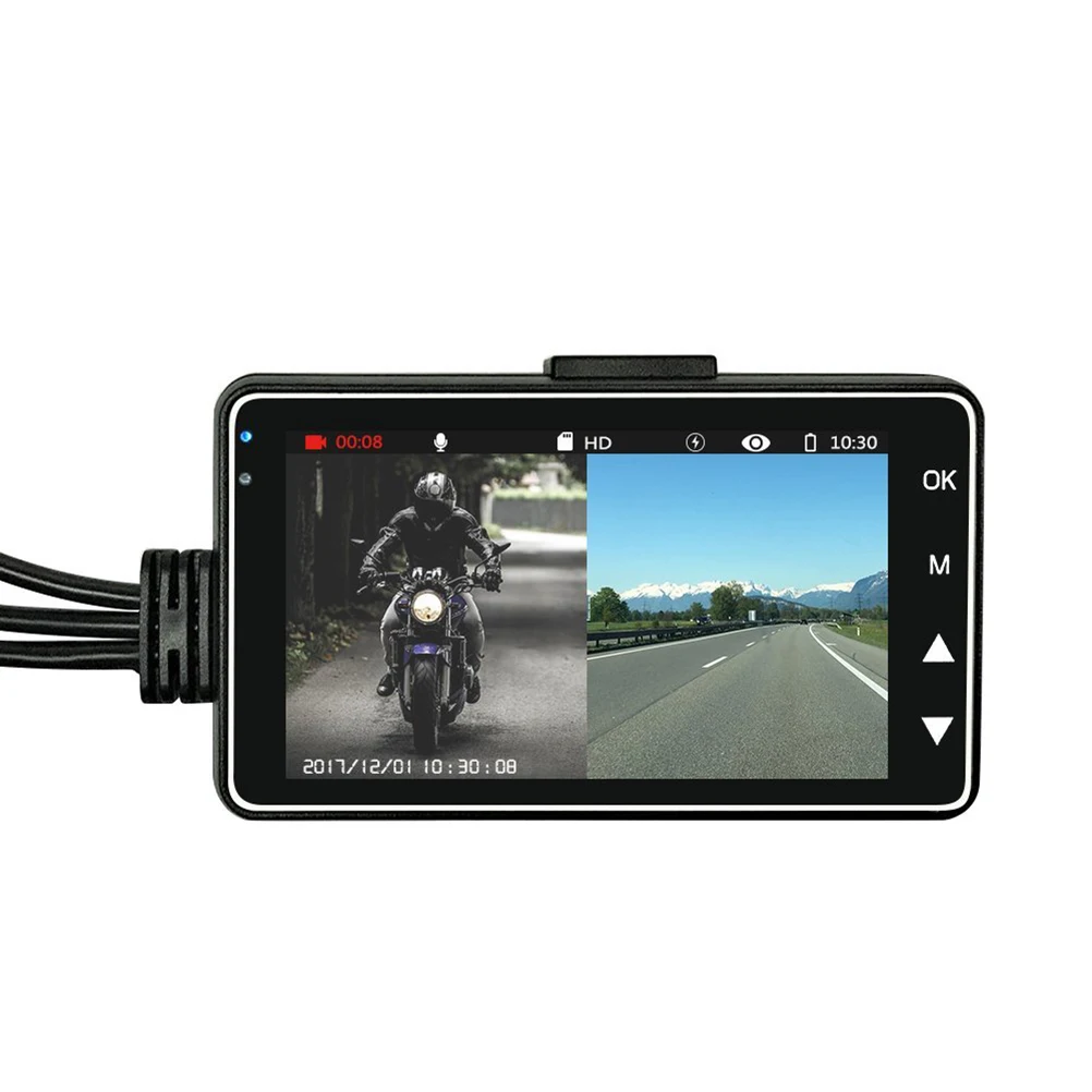 

3 Inch Motorcycle Dirver Recording Camera Gravity sensor Loop Recording Motorcycle Front Rear Dash Cam Recorder (Black)