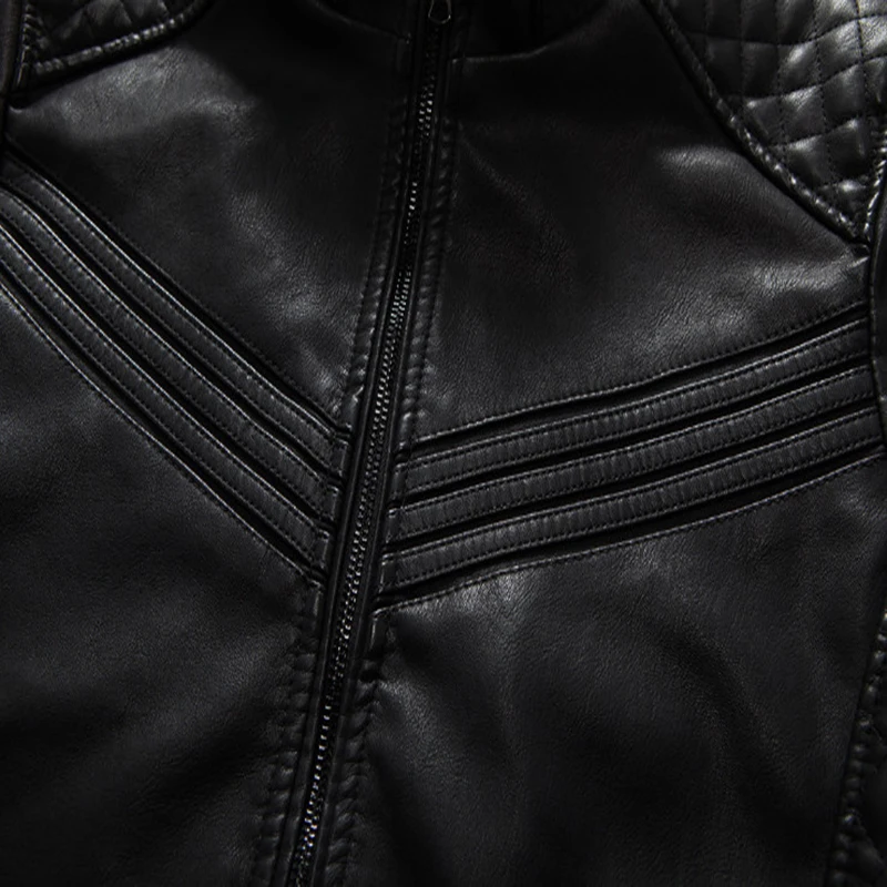 Бутик Для мужчин кожа замшевая куртка британский стиль с капюшоном мотоциклетная кожаная куртка Мужской черный PU Biker верхняя одежда