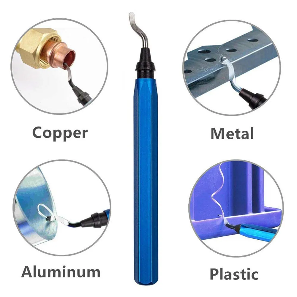

15pcs Handle Burr Metal Repair Deburring Tool Kit Router Bit Rotary Deburr Blades RemoverHand DeburRed for Wood Plastic Aluminum