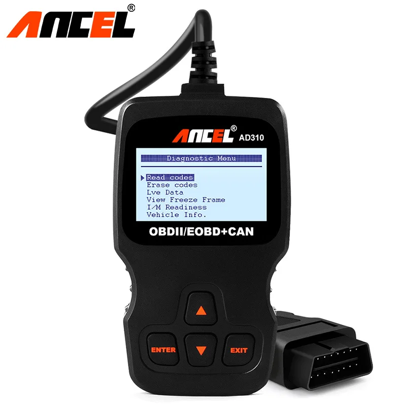 Ancel AD310 OBD2 сканер Автомобильный анализатор двигателя инструмент OBD 2 OBDII считыватель кодов Авто сканер инструмент автомобильный диагностический инструмент для автомобиля - Цвет: BLACK