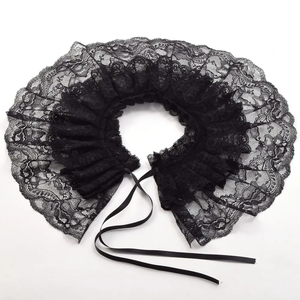 

1pc Womens Retro Lace Detachable Collar Black Victorian Mini Cape Jabot Neckwear