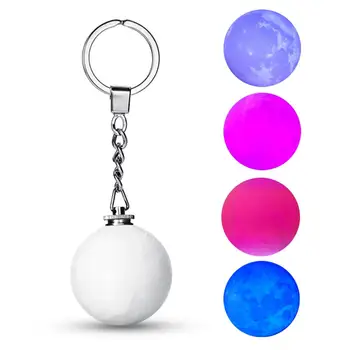 

New 4cm Mini Moon Nightlights Creative Keychain Lamp Mini 3D Print Moon Light Battery Powered Lamp Good Gift For Xmas