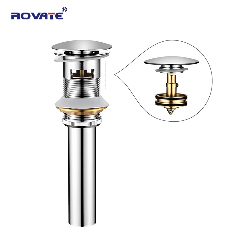 

Bathroom Pop Up Drain with Removable Brass Strainer Basket, Anti-clogging Vessel Sink Drain with Overflow Brass Chrome