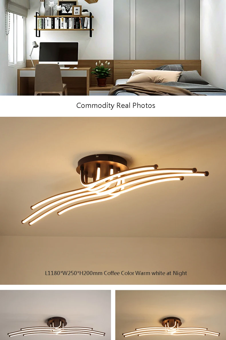 Современный светодиодный светильник, креативный кофейный цвет, простая лампа для гостиной, спальни, прохода, домашнее освещение, алюминиевая люстра, светильники