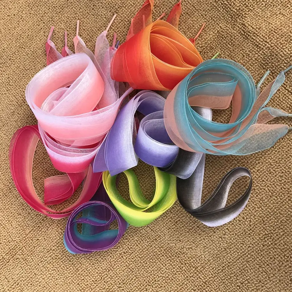 

Hot New Fashion 1 Pair 120cm Gradient Lace Shoelaces Flat Changing Color Creative Shoe Strings Elastic No Tie Shoelaces