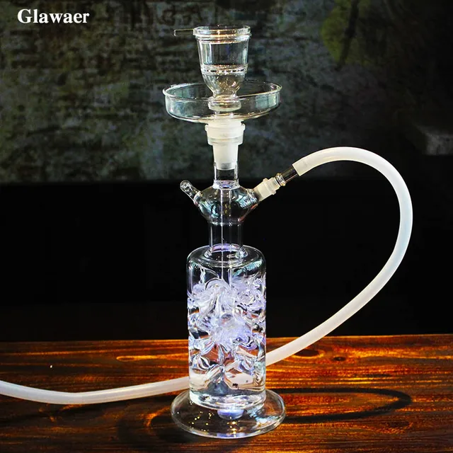 2017 new arrival cool style glass hookahs heavy shisha with LED light