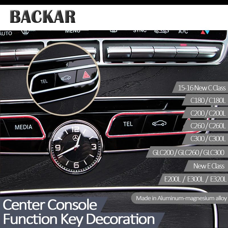 Backar 2pc для машины украшеющие наклейки Mercedes Benz W205 W213 C E GLC класс приборной панели