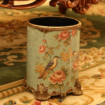 

Large European style living room garbage cans domestic decorative trash cans American trash resin paint without cover