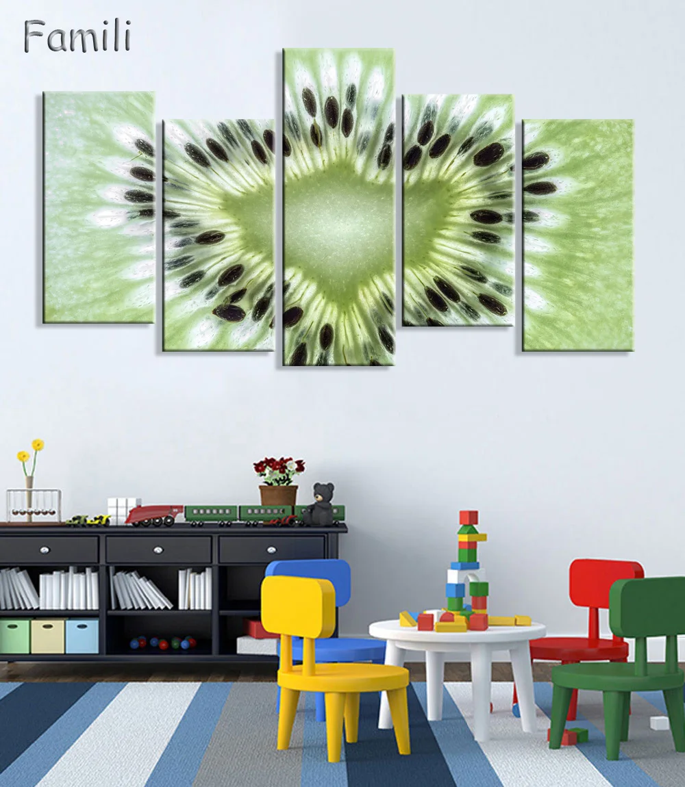 5pcs Colorful Various Fruit With Splash Water Wall Art Painting The