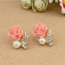 Новые модные ювелирные изделия розы преувеличенные серьги жемчужные асимметричные серьги Роскошные женские элегантные серьги