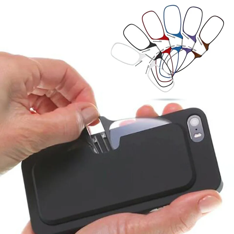 

Mini Nose Clip Portable SOS Reading Glasses with Phone Stands Glasses Case Mini Wallet Pince Nez Optics