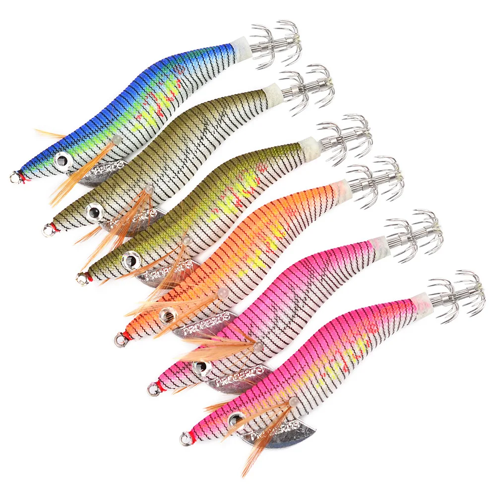 

Wooden shrimp glow-in-the-dark shrimp squid needle chapter 2.5# fishhook squid shrimp box trade Luya bait